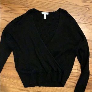 Black Leith Rib Wrap Sweater NWOT